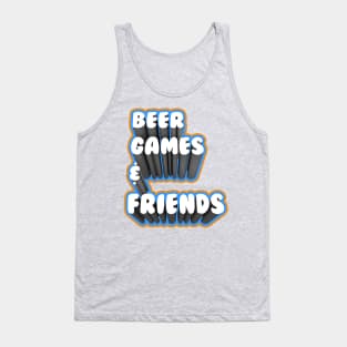 Beer, Games, & Friends Font Logo Tank Top